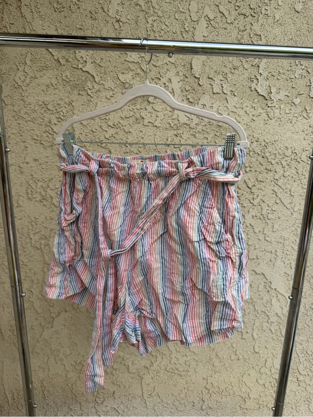 Marine Layer Pastel Multi-Striped Paperbag Shorts